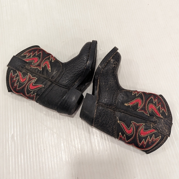 Black and red embroidered Toddler boy Cowboy boots size 5 - Picture 8 of 11